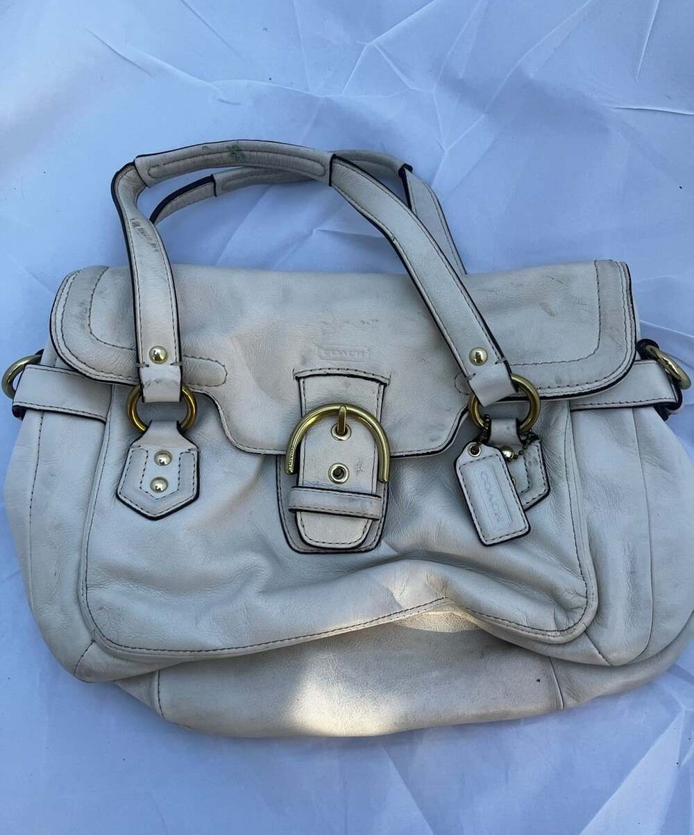 Coach Campbell Eva Flap Satchel White Leather Bag F27231